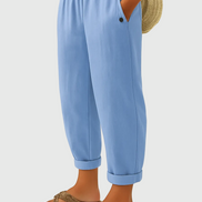 Women's Solid Linen-Cotton Trousers