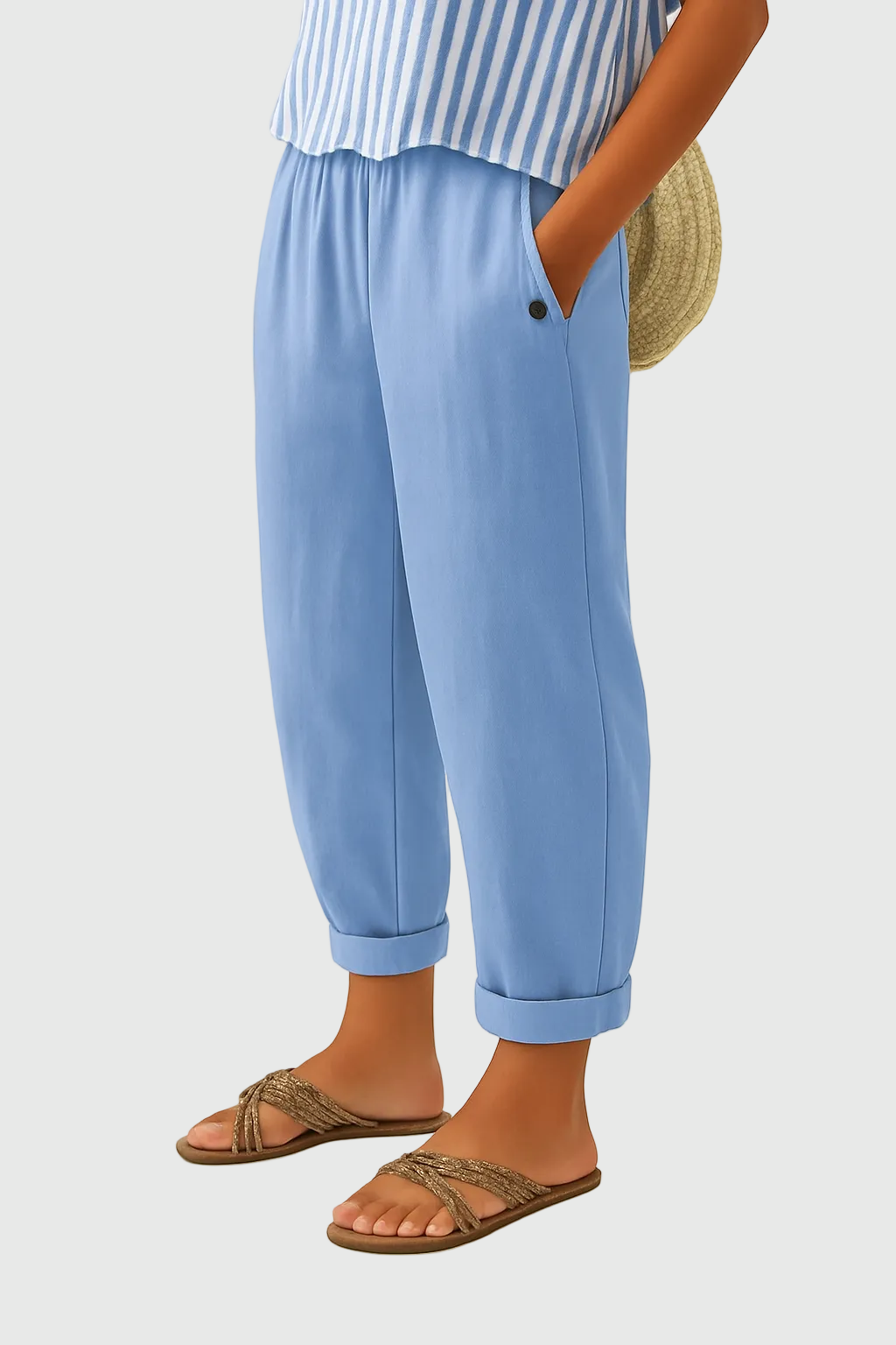 Women's Solid Linen-Cotton Trousers