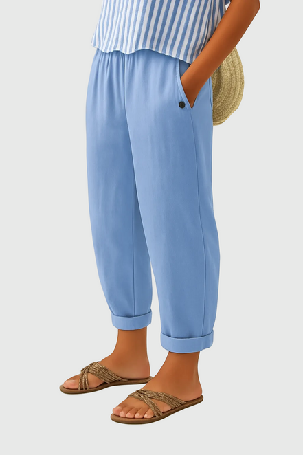 Women's Solid Linen-Cotton Trousers