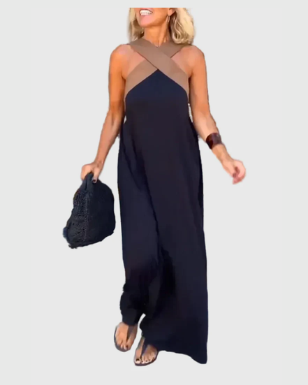 Women's Solid Chiffon Maxi Dress