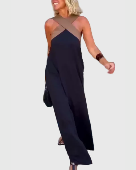 Women's Solid Chiffon Maxi Dress