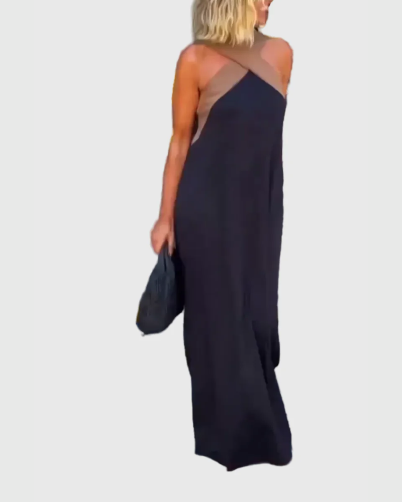 Women's Solid Chiffon Maxi Dress