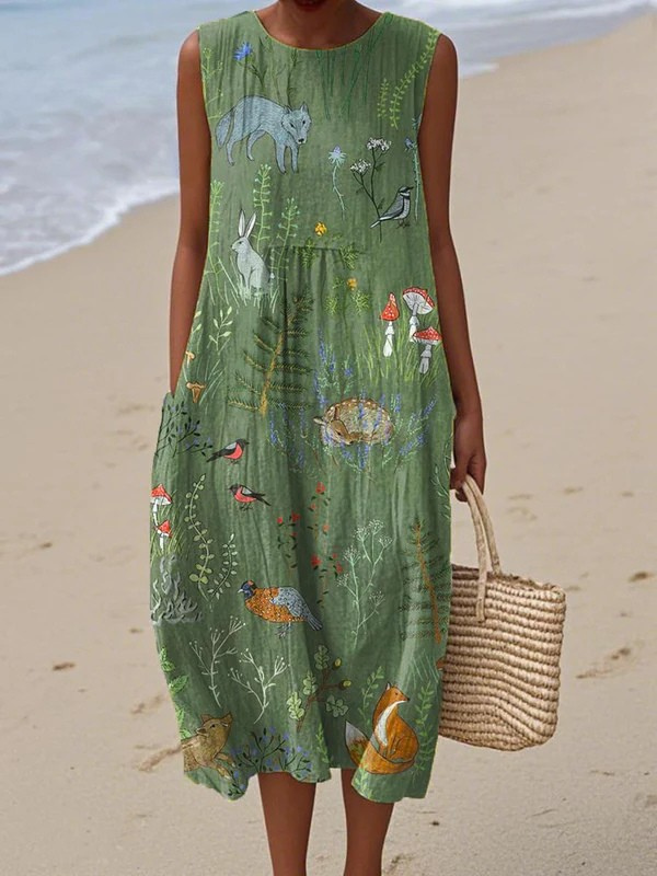Women's Woodland Cotton Midi Dress