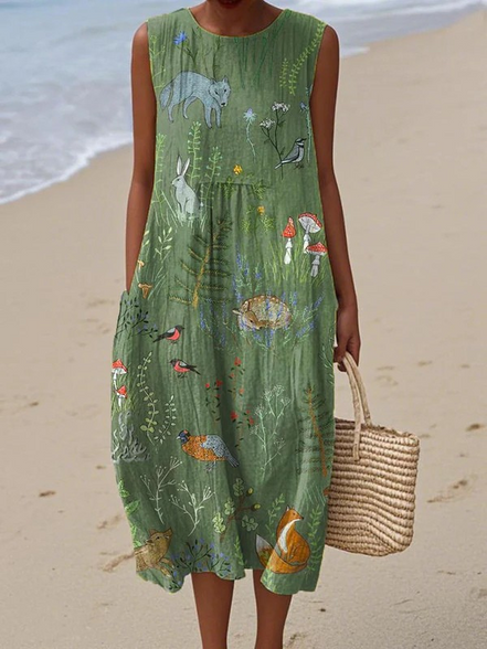 Women's Woodland Cotton Midi Dress