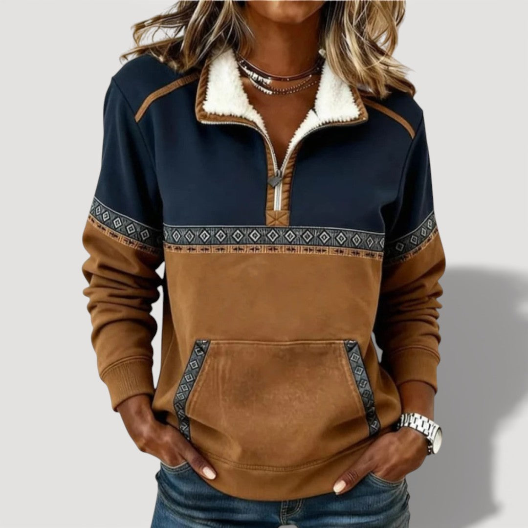 Women's Solid Half Zip Sweatshirt
