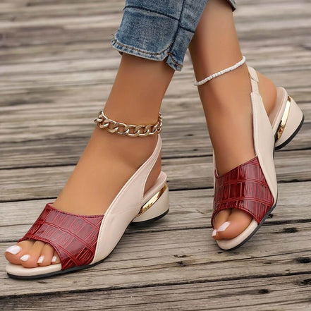 Women's Neutral Leather Low Heel Sandals