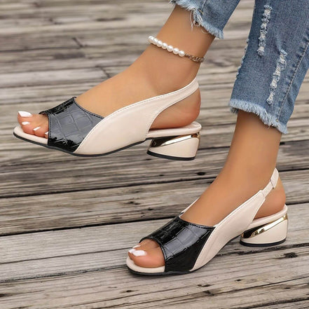Women's Neutral Leather Low Heel Sandals