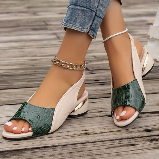 Women's Neutral Leather Low Heel Sandals