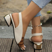 Women's Neutral Leather Low Heel Sandals