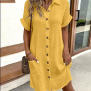 Women's Solid Cotton Polo Dress