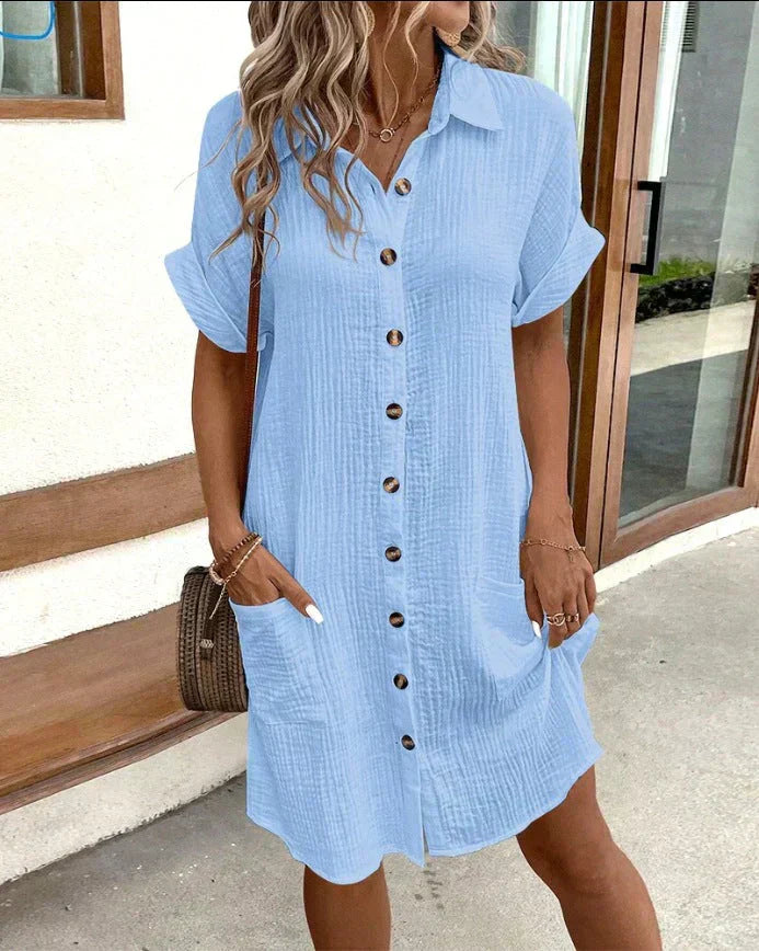 Women's Solid Cotton Polo Dress
