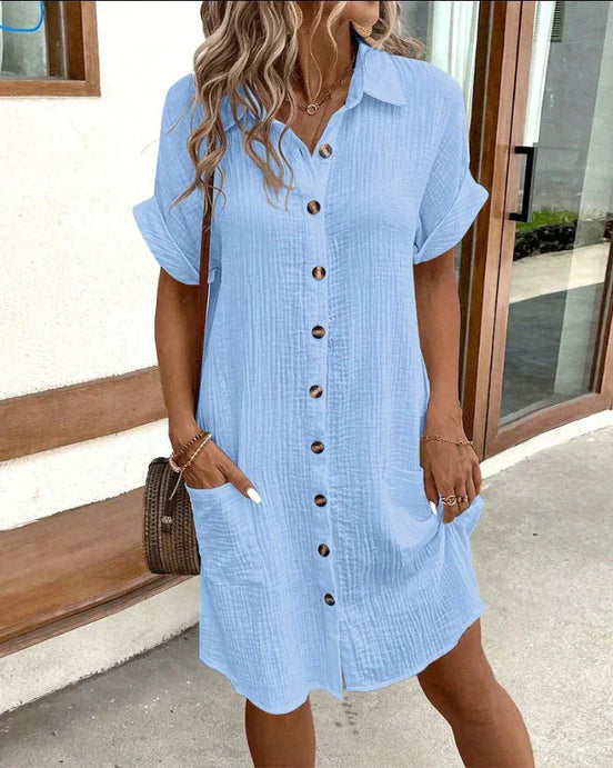 Women's Solid Cotton Polo Dress