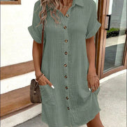 Women's Solid Cotton Polo Dress