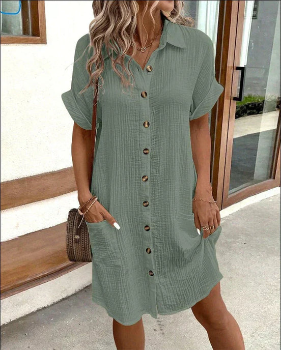 Women's Solid Cotton Polo Dress