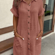 Women's Solid Cotton Polo Dress
