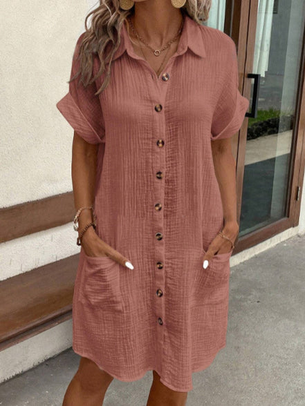 Women's Solid Cotton Polo Dress