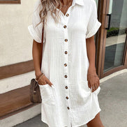 Women's Solid Cotton Polo Dress