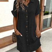 Women's Solid Cotton Polo Dress
