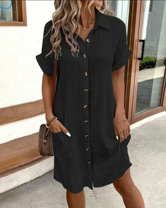 Women's Solid Cotton Polo Dress