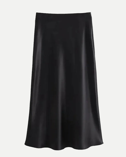 Women's Midi Satin Empire Skirt