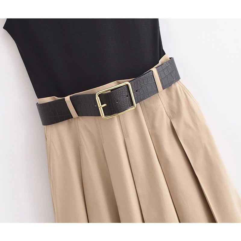 Women's Sleeveless Midi Pleated Dress
