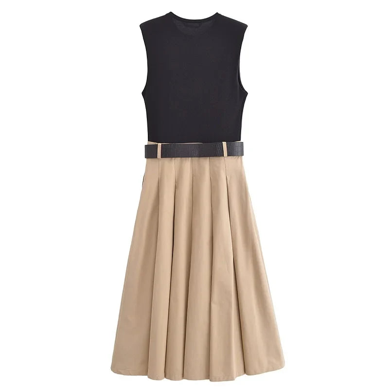 Women's Sleeveless Midi Pleated Dress