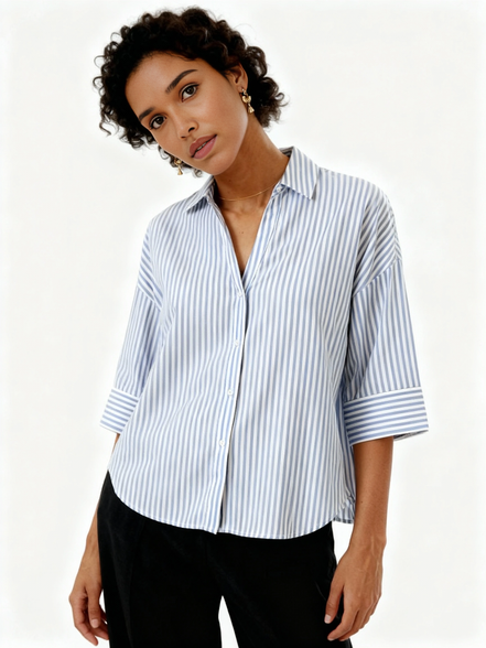 Women's Striped Loose Fit Casual Shirt