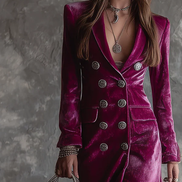 Women's Solid Velvet Blazer Dress