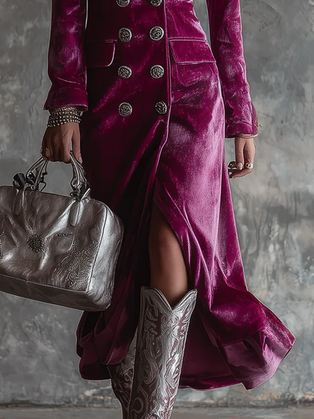 Women's Solid Velvet Blazer Dress