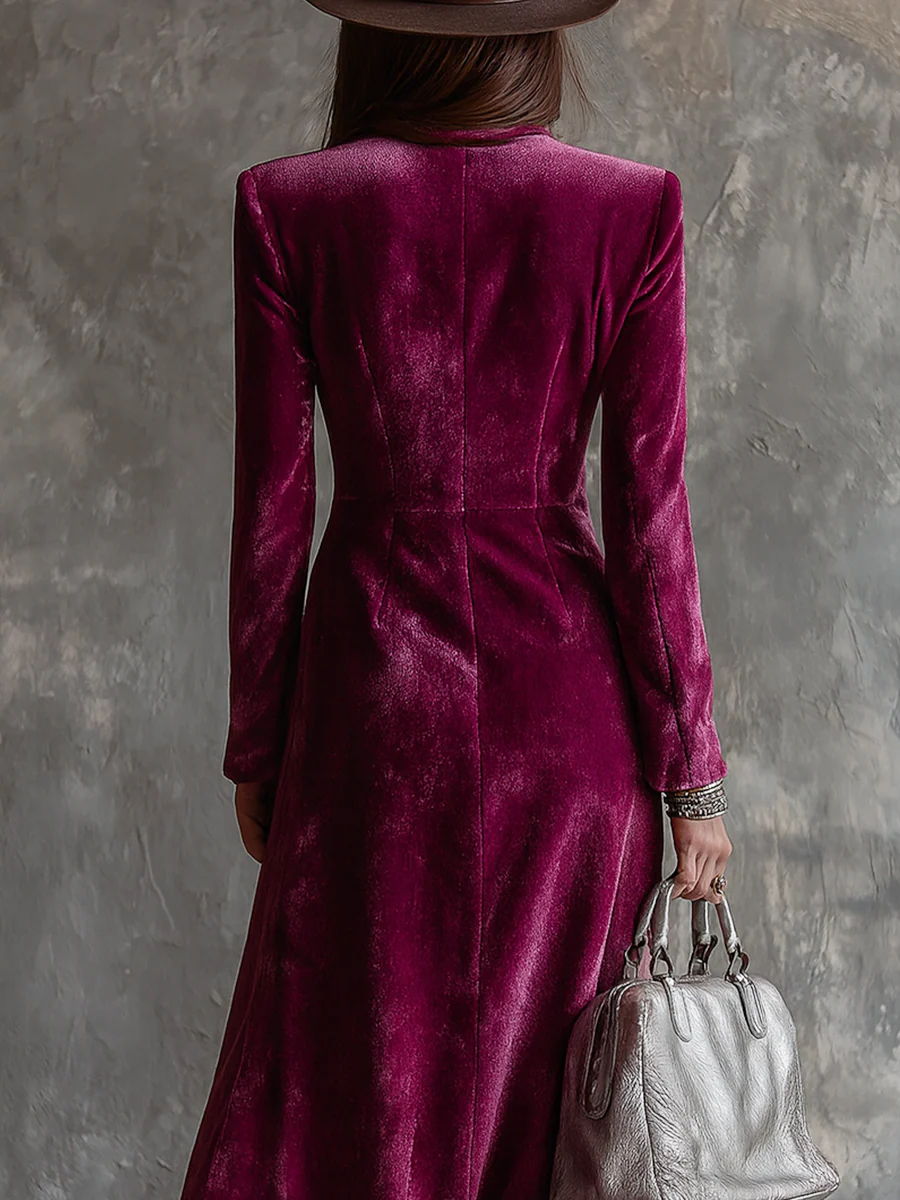 Women's Solid Velvet Blazer Dress