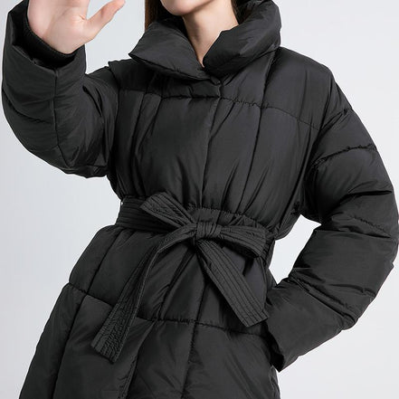 Women's Solid Quilted Wool Coat