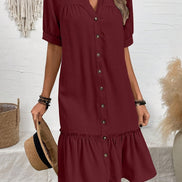 Women's Solid Cotton Midi Dress