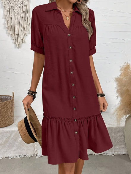 Women's Solid Cotton Midi Dress