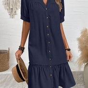 Women's Solid Cotton Midi Dress