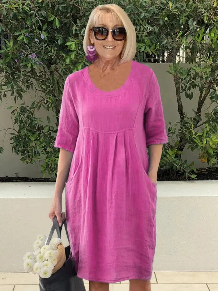 Women's Solid Cotton Summer Dress