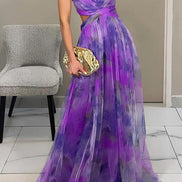 Women's Solid Chiffon Maxi Dress