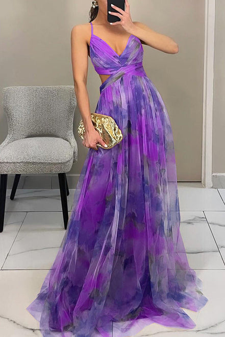 Women's Solid Chiffon Maxi Dress