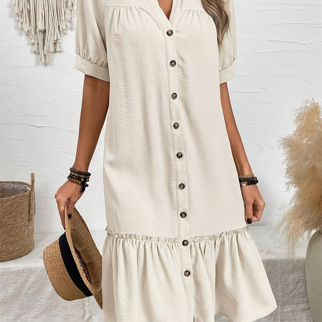 Women's Solid Cotton Midi Dress