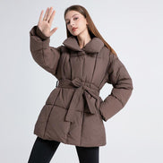 Women's Solid Quilted Wool Coat