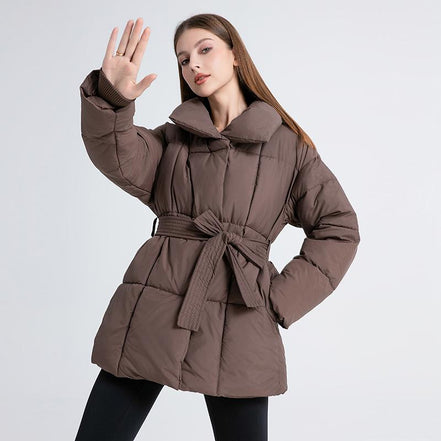 Women's Solid Quilted Wool Coat