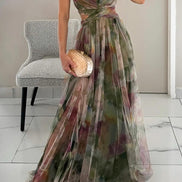 Women's Solid Chiffon Maxi Dress