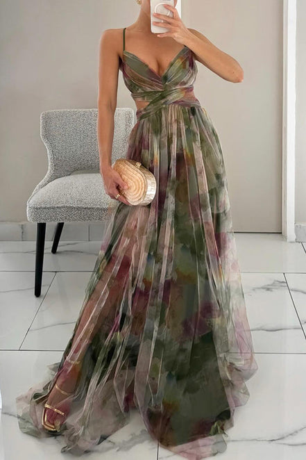 Women's Solid Chiffon Maxi Dress