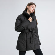 Women's Solid Quilted Wool Coat