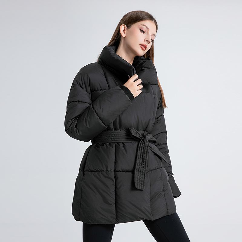 Women's Solid Quilted Wool Coat