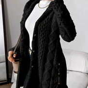Women's Solid Plush Hooded Cardigan