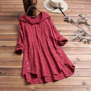 Women's Solid Linen Hoodie Tunic