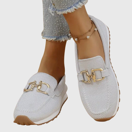 Women's Black Leather Loafer Sneakers