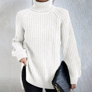 Women's Solid Knit Turtleneck Jumper