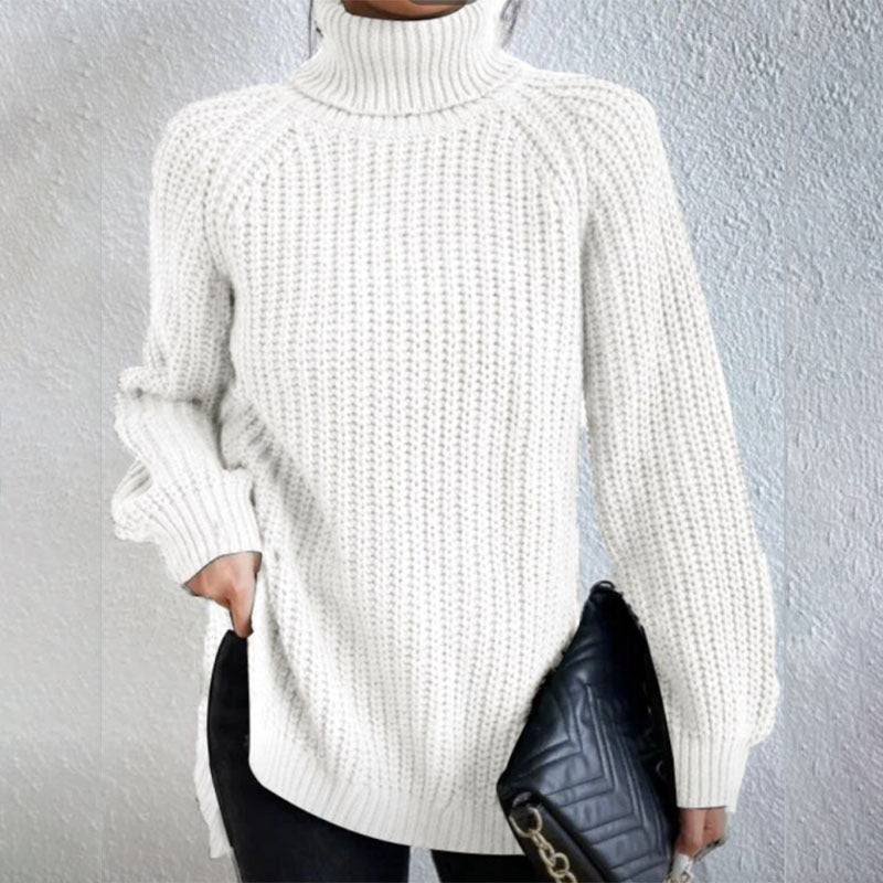 Women's Solid Knit Turtleneck Jumper