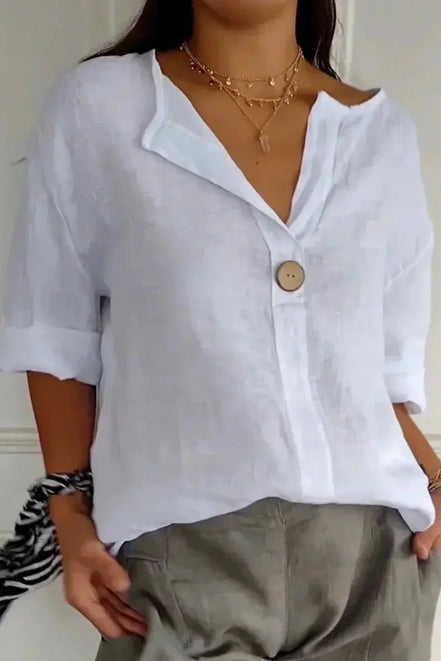 Women's Solid Linen Relaxed Top